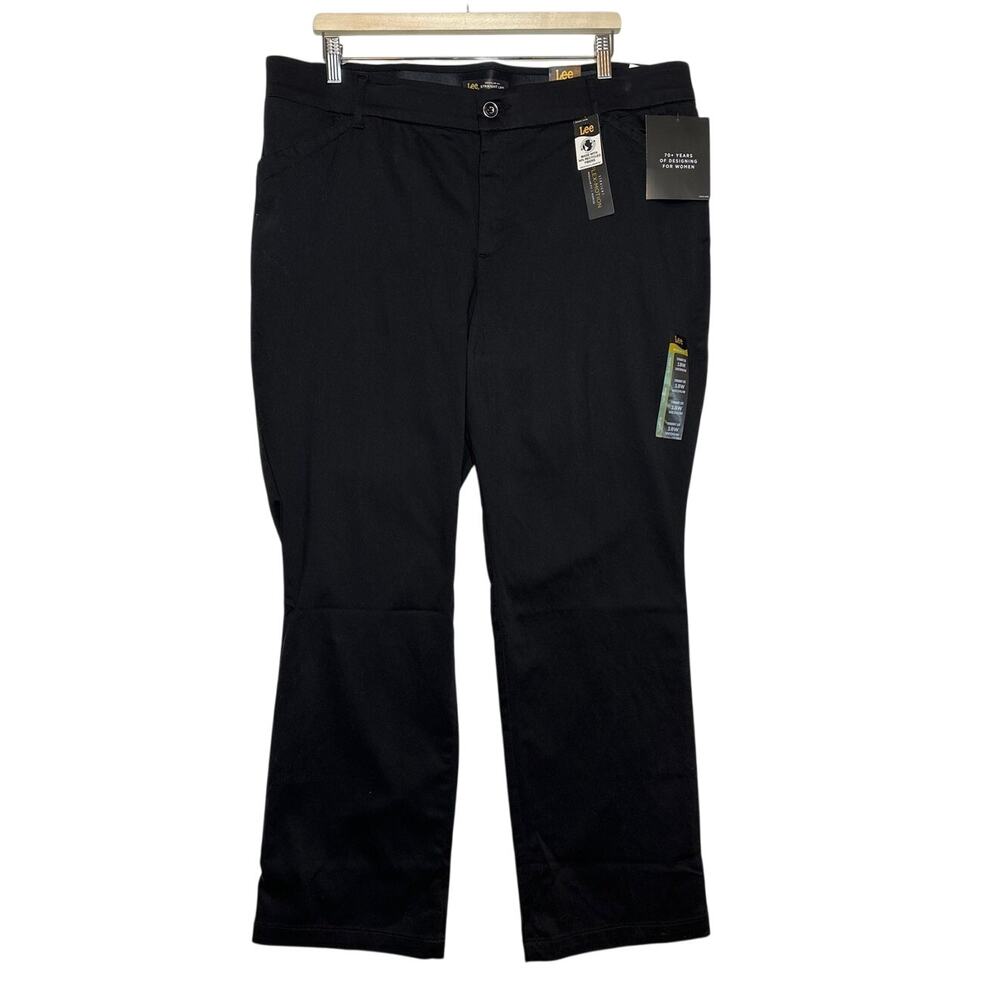 Lee Flex Motion Straight Leg Trouser Pants Black 18W Mid Rise Stretch Workwear